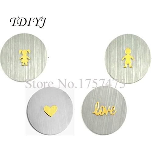 TDIYJ 100pcs New Design 22mm Mixed Boys Love Girls Stainless Steel Window Plate DIY Style fit 30mm Floating Charms Locket