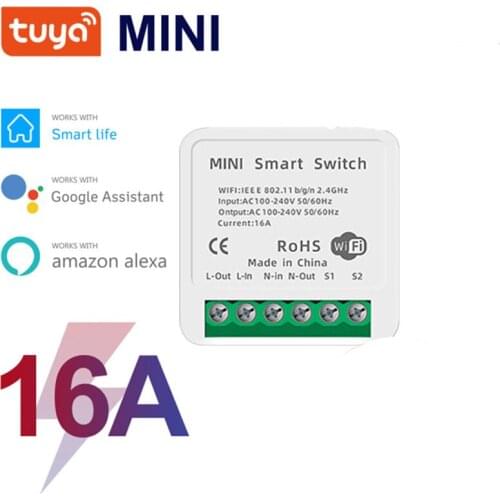 16A Mini Smart Wifi DIY Switch Breaker Module APP Remote Control Supports 2 Way Control Works with Alexa Google Home