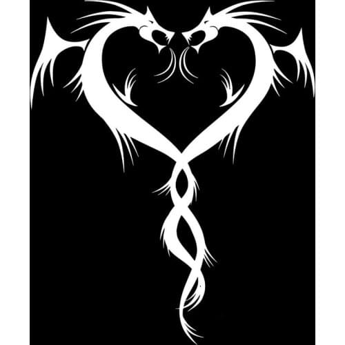 Hot Interesting Dragon Heart Love Car Stickers KK PVC 15CM*13CM Vinyl Motorcycl Decals