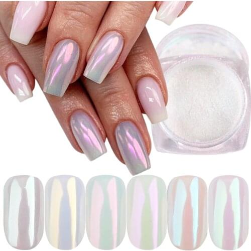 1 Box Pearl Nail Powder Pigment Fine Mirror Mermaid Holographic Rub Dipping Nail Art Glitter Chrome Dust Decor Manicure NTB01-07