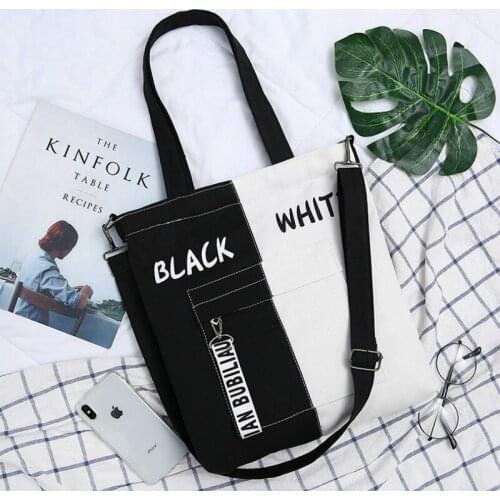 Large Capacity Womens Canvas Bag 2021 New Casual All-match Shoulder Bag Messenger Bag Student Zipper Handbag School Bag