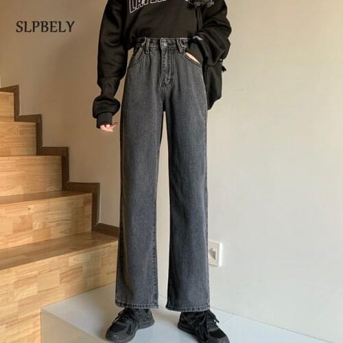 SLPBELY Wide Leg Jeans for Women Bottom Baggy Denim Pants High Waist Full Length Clothing Trousers Vintage Streetwear Jeans 2021