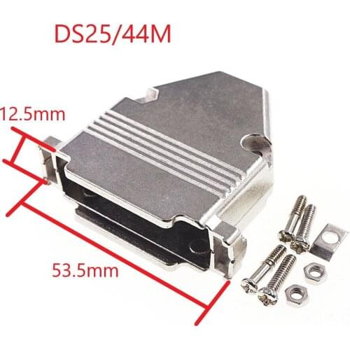 100 Pcs D-Sub Metal Hood 25 Pin 44 Pin Metal Shell for 5W5 9W4 13W3 12W2 21W1 D-Sub Connector Wire Solder Case Short Screw