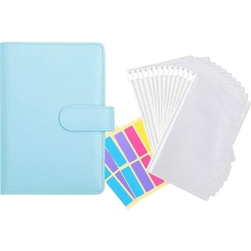 12Pcs of Transparent Plastic A6 Ring Binder Envelope PU Leather 6 Ring Binder,Waterproof Cash Budget Envelope System