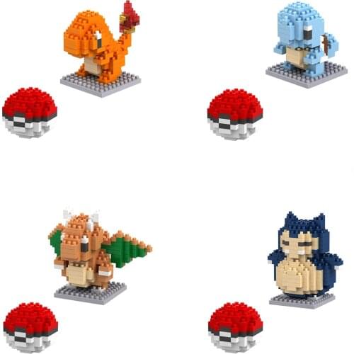 16 PCS New Fashion Pokemon Elf Animal Squirtle Charizard Building Blocks Kids Minin Action Figure Toys Bricks Gifts for Children