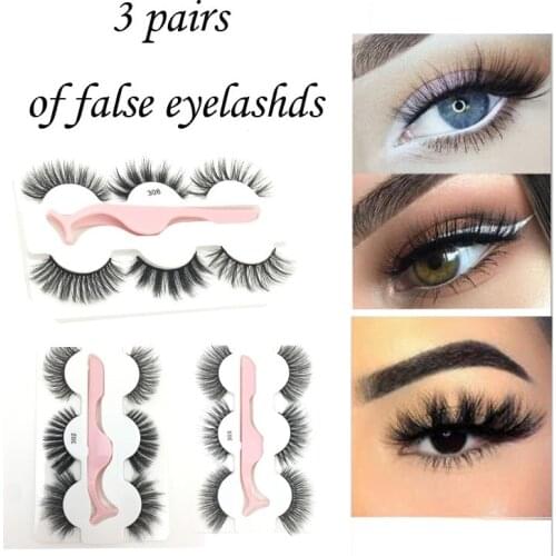 3Pairs Fashion Natural Make Up Long Thick False Eyelashes Handmade Soft Eyelashes Makeup Eyelashes Extension Natural beauty