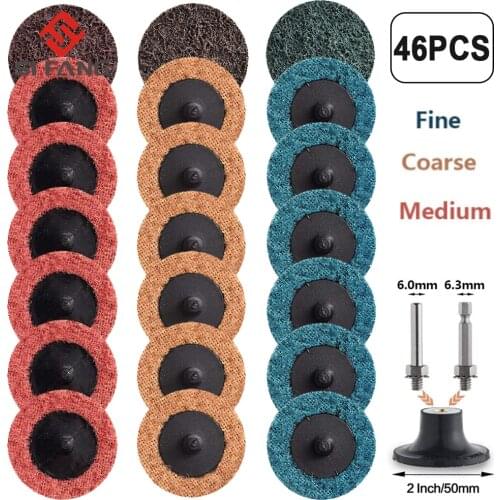46PCS 2 Inch Sanding Discs Roll Lock Surface Conditioning Discs, R-Type Quick Change Disc with 1 Disc Pad Holder
