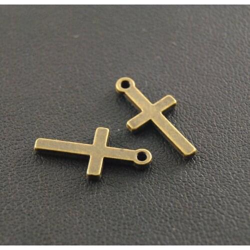 50 pcs Bronze/Silver Color Sideways Mini Cross Charm/Pendant DIY Metal Bracelet Necklace Jewelry Findings