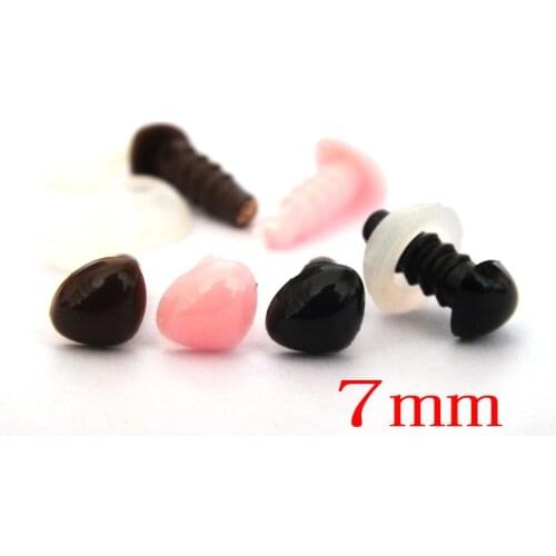 Free Shipping!! 30pcs 7mm Safety Triangle Nose Teddy Bear Noses Wholesale,brown/ pink/black--Each color 10pcs