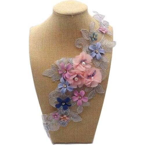 Color embroidery lace plum three-dimensional sticky flower embroidery DIY hand-sewn jeans cloth applique patch stickers