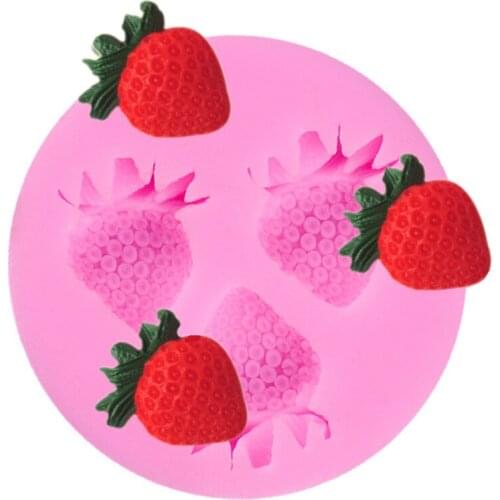 DIY Baking Silicone Mold Fondant Chocolate Cake Mold Three Small Strawberry Fondant Mold