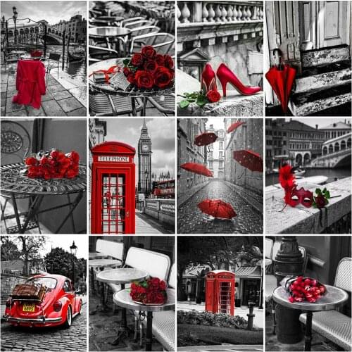 Evershine Full Square Diamond Painting Black White 5D DIY Diamond Embroidery Sale Landscape Rhinestone Picture Home Decoration