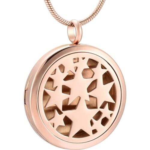 IJP0129 Star Stainless Steel Aromatherapy Essential Oils Diffuser Perfume Free 12 Pads Keepsake Pendant Necklace Beautiful Gift