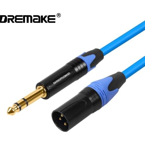 DREMAKE Microphone Cable XLR 3-Pin to Jack 6.5mm Mic Lead Aux Cord TRS 6.35 mm/6.5 mm Male to XLR Male Cord for Amplifier AMP