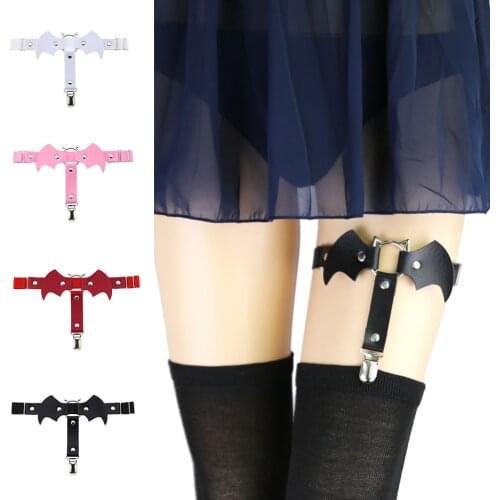 Bat Wing Leather Leg Ring Garter Belt Punk Goth Harness Garter Belt Adjustable Suspender for Sexy Women