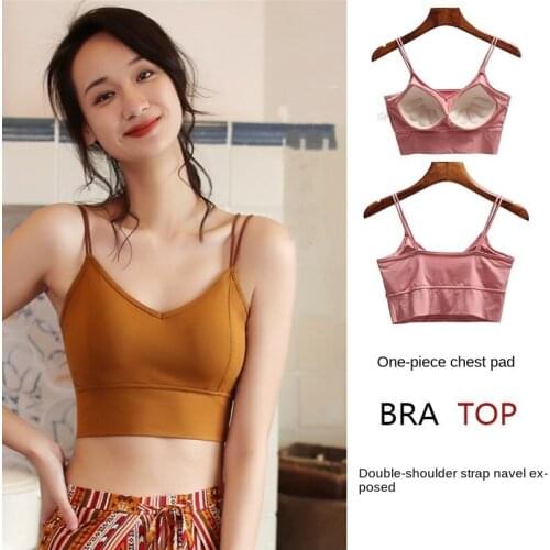 Brassiere for women in summer with underlay and breast pad can be worn outside