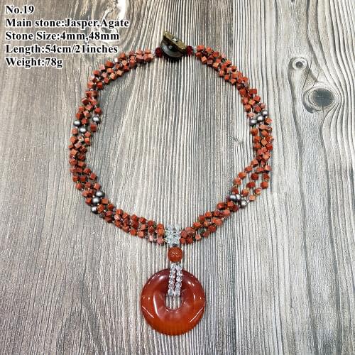 Lii Ji Unique Natural Stone Agates Crystal Jaspers Bronzite Amazonite Shell pearl Necklace Stock sale only 1pcs each