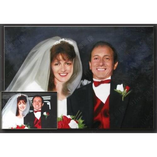 TOP ART customize service custom bride bridegroom wedding oil painting--hand painted # best wedding Wedding Anniversary present