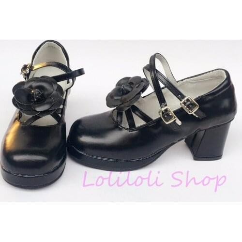 Princess sweet lolita shoes loliloli yoyo Japanese design custom big size black bright skin lace-up high boots an6114-6663
