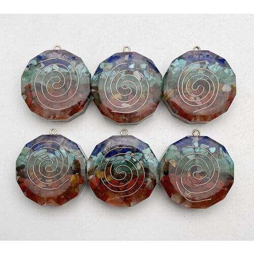 Fashion new Orgone 35mm 6pc retro Reiki Healing colorful natural stone pendant cuboid charms Accessories free shipping