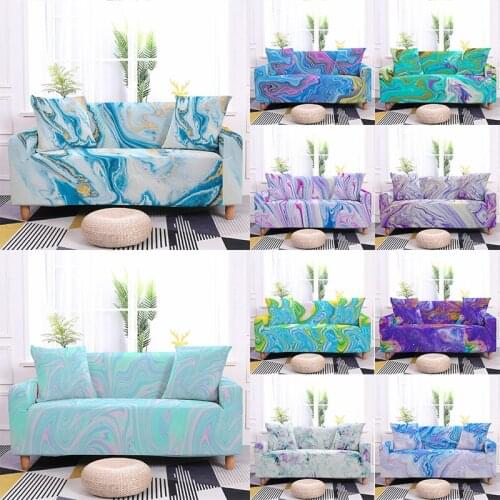 Marbling Pattern Elastic Sofa Cover Sectional Couch Cover All-inclusive Stretch Slipcover Sofa Protector·1/2/3/4 Seater