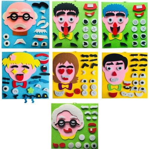 Cartoon Family Emotion Change Puzzle Toys Creative Facial Expression Kids Learning Educational Toys Childrens Gift