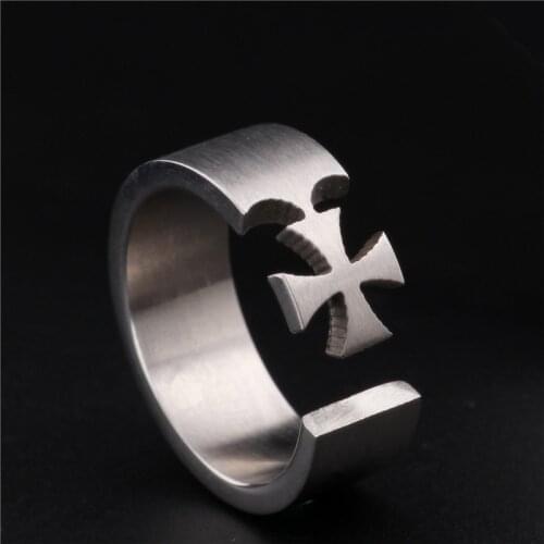 MANGOSKY Titanium Steel Men Style Finger Stainless Steel Cross Rings Engagement Ring For Lover