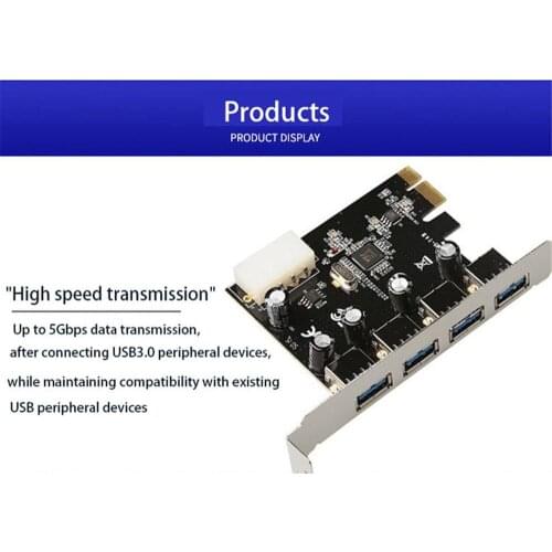 Vl805 Pcie X1 Chipset 4 Port Usb3.0 Riser Card To 4 Port Usb3.0 4 Pin Power Supply Board Pci-E Expansion Board