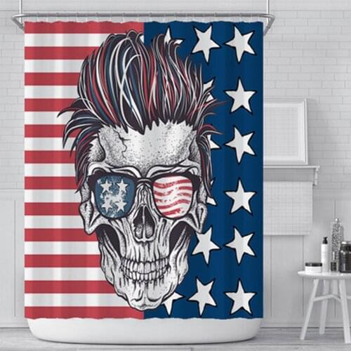 New skull flag printing shower curtain waterproof polyester shower curtain customized shower curtain