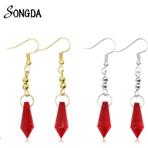 New Genshin Impact Tartaglia Dangle Earrings for Women Ear Clips Cartilage Genshin Childe Drop Earrings Women Girls Jewelry Gift