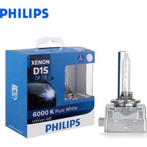 Philips Original D1S 85410WX 35W Xenon Ultinon HID 6000K Bright White Light Car Upgrade Headlight Lamps Flash Quick Start, Pair