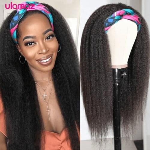 Kinky Straight Headband Wig 9a Human Hair Wigs For Black Women True To Length Head Band Wigs Human Hair True 180 Density Ulamaz
