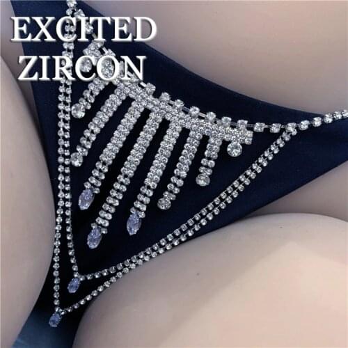 Beach Waist Jewelry Chain Bayas for Women Lingerie Shining Ladies Sexy Rhinestone Panties Thong Hot Beach Accessories
