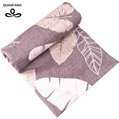 QUANFANG Leaves patterns Canvas Fabric For Handmade Cloth Sofa Curtain Bag Shoes Home Decoration Material Coffee Half Meter