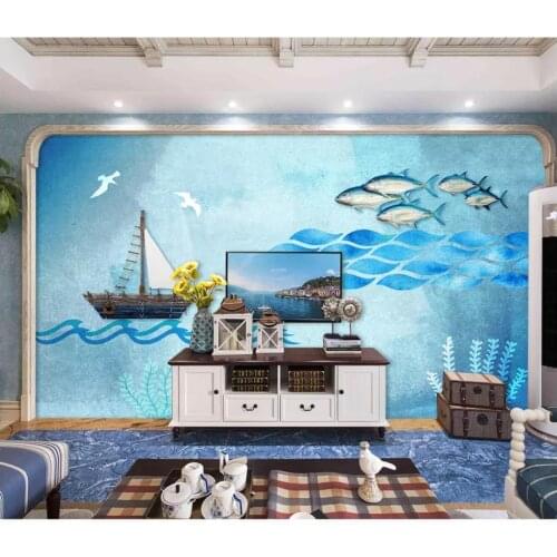 Custom photo wallpaper 3d wallpaper for walls 3 d Ocean style mediterranean murals background wall papers for living room decor