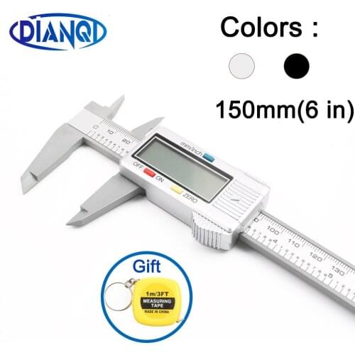Portable 150mm 6 inch LCD Digital Electronic Carbon Fiber Vernier Caliper Gauge Micrometer Measuring Tool Black Silver model