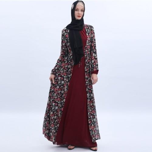 Chiffon Open Abaya Kimono Dubai Muslim Hijab Dress Islam Kaftan Abayas for Women Burka Robe Oman Caftan Turkish Islamic Clothing