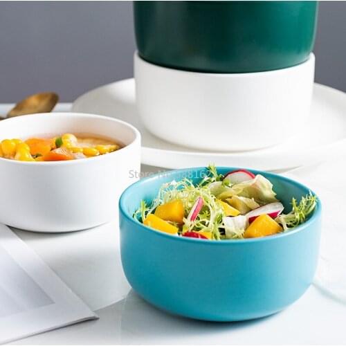 Nordic Ceramic Rice Bowl Household Tableware Eating Bowl Soup Bowl Matte Salad Bowl Small Bowl Baking Bowl