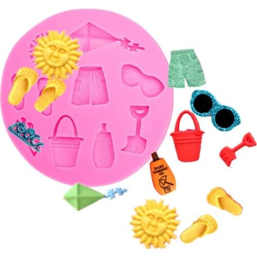 Sun Beach slipper pants sugar cake silicone mold cake dessert decoration mold chocolate jelly pudding mold DIY Kitchen Baking to