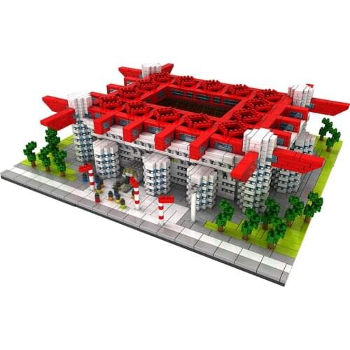 Building Block San Siro Soccer Field Diamond Mini Brick World Famous Architecture 3D Model Children Collection Toys with 3800pcs