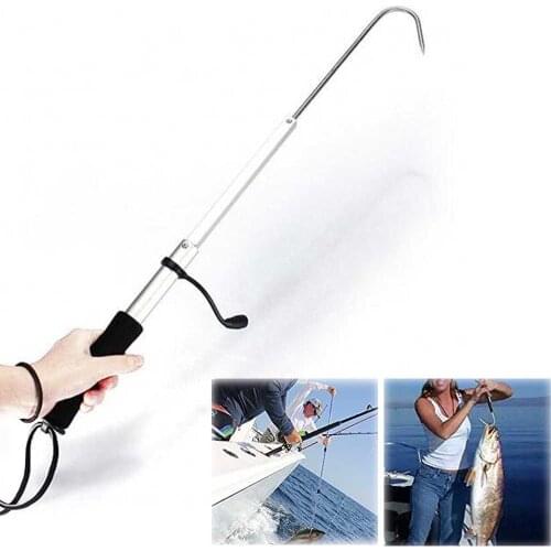 Telescopic Fishing Gaff w/Stainless Steel Strong Sharp Fishing Spear Hook Tackle for Saltwater Freshwater Winter Ice Fishing Too
