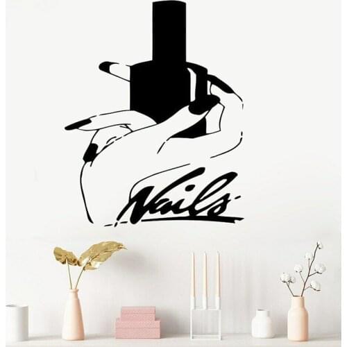 Nails Art Vinyl Wall Stickers Beauty Salon Manicure Fashion Girls Door Window Decal Interior Decoration Removable Wallpaper E487