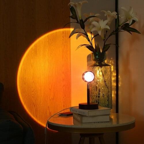 Sunset Lamp Proyector USB Charging Desk Lamp Sunset Projection Night Lights Rainbow Projection Lamp Double-head Sunset Light