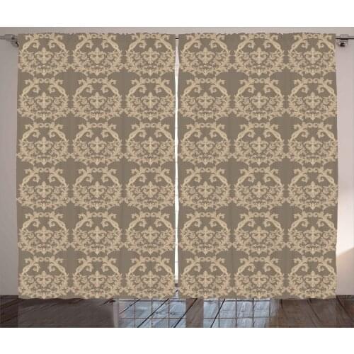 Earthy Baroque Curtains Royal Victorian Botanical Satin Fabric Drapes for Living Room Bedroom 2 Panel Window Set