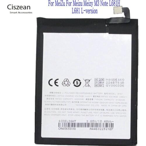 10pcs /lot 4100mAh BT61 ( L edition ) Replacement Battery For Meizy M3 Note L681H L681 L-version Version L