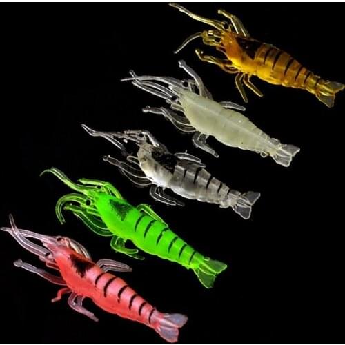 10pcs Natural Lifelike Shrimp Soft Lures Mini Simulation Prawn Lure 1g/0.035oz, 4.5cm/1.77in Best Soft Plastic Baits For Bass