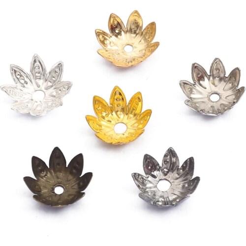 100pcs/lot 8/10mm Flower Metal Beads Caps Loose Spacer Cone End Beads Cap For DIY Jewelry Making Necklace Earrings Accessories