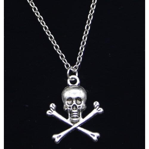 20pcs New Fashion Necklace 24x19mm skull skeleton bone Pendants Short Long Women Men Colar Gift Jewelry Choker