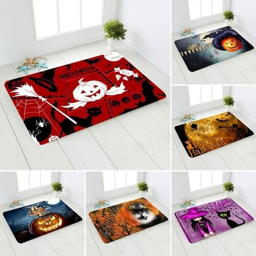 40*60cm Happy 2021 Halloween Pumpkin Floor Mat Bathroom Mat Trick Or Treat Black Cat Decor Kid Favor Halloween Home Decor