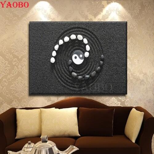 5D DIY Diamond Painting Black White Stone cross stitch kits mosaic full square/round diamond embroidery Chinese Yin and Yang